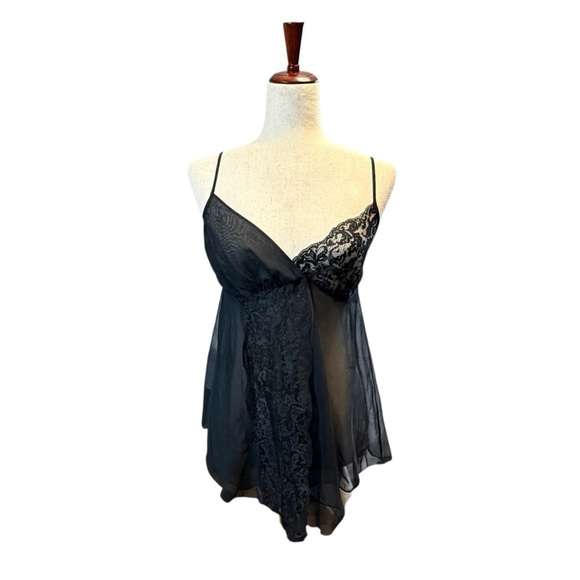 Victoria's Secret Other - Vintage Victoria's Secret Sheer Black Mini Babydoll Size P XS #2070